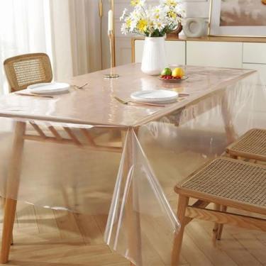 Imagem de Toalha de Mesa de Plástico Transparente Térmica Impermeável Cozinha(TRANSPARENTE 0.07MM,3,1 mx1,4m)