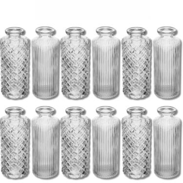 Imagem de Vasinhos Decorativos, Kit Vaso de Vidro, Decorativo Arranjo de Flores Plantas Casa Enfeite Presente Aromatizador(13,5x5,5x5,5cm)(Kit com 12)