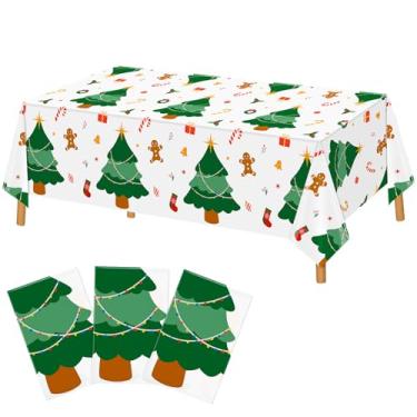 Imagem de Hxezoc Pacote com 3 toalhas de mesa descartáveis para árvore de Natal, 137 x 272 cm, capa de mesa para festa de Natal, inverno, Ano Novo, decorações de jantar em casa