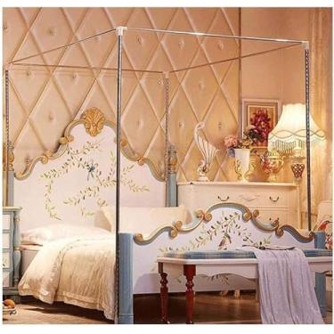 Imagem de Aço Inoxidável Cama Dossel Cama Frame 4 Cantos, Mosquiteiro Suporte Dossel Cama Dossel Net Frame Post Acessórios De Decoração De Quarto Completo Irá Atendê-lo Perfeitamente, 16 Mm, 1.8x2m bed