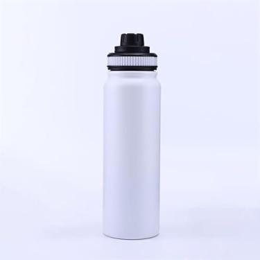 Imagem de Garrafa Térmica de Aço Inox de Água com Parede Dupla Inoxidável Isolamento a Vácuo Para Academia Treino 8 horas Quente e 18 horas Frio 800 ml (branco)