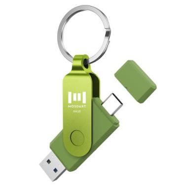 Imagem de Unidade Flash USB MosDart 64GB USB-C Dual 3.1 Verde