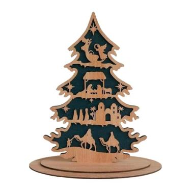 Imagem de shamjina Decoração de Natal Árvore de Natal Centro de Mesa Enfeite de Mesa Placa Decorativa de Madeira para Festa de Inverno na Sala de Estar, Style E