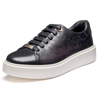 Imagem de Jepsen Gord Tênis social masculino casual, couro bovino italiano genuíno, tênis de caminhada, leve, moderno, com sola extraleve GG, Preto, 42