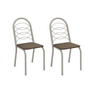 Imagem de Kit 2 Cadeiras De Cozinha Holanda 2c009nk Aço 2 Un Niquel-suede Cappuccino - Kappesberg