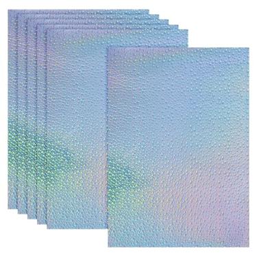 Imagem de PATIKIL Papel adesivo holográfico imprimível de 30 x 20 cm, 6 folhas de papel adesivo de vinil A4 à prova d'água rapidamente para impressora a laser impressora a jato de tinta, padrão de gota de água