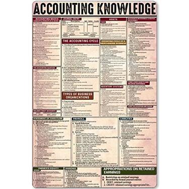 Imagem de Conhecimento Contábil Sinal de Metal Contador Informações Básicas Ilustração Pôster de Estanho Educação Escolar Finanças Casa Quarto Clube Decoração de Parede Placa 30 x 45 cm
