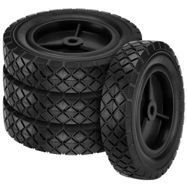 Imagem de GINLANK 4 peças de rodas de caminhão de mão de 20 x 4 cm, rodas de cortador de grama de eixo de 1/2 polegada, rodas de substituição de pneus de borracha resistente para Dolly, compresso, churrasqueira