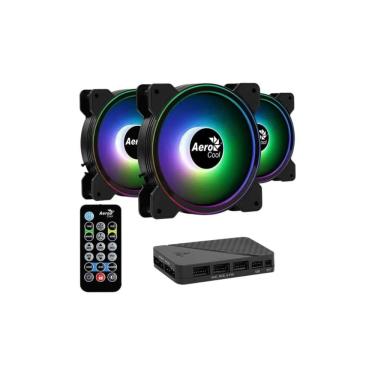 Imagem de Kit 3 Cooler Fan c/ Hub Aerocool Saturn 12 ARGB Pro