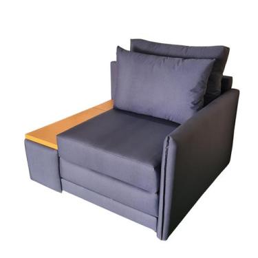 Imagem de Poltrona Cama Solteiro com Tampo Baú Lateral Esquerdo Tecido Acquabloc