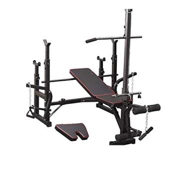 Imagem de LMJYU Banco de peso ajustável com desenvolvedor de pernas, estação de treino multifuncional para musculação e treinamento de força