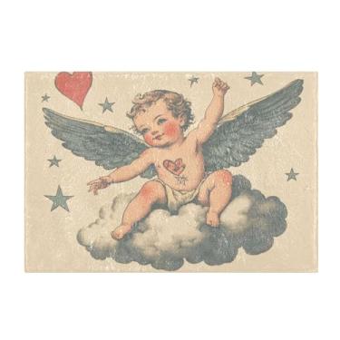 Imagem de Burbuja Tapete de banho Valentine Cupid, tapete de banheiro absorvente extra macio com suporte antiderrapante para banheiro, banheira, chuveiro, 40,6 x 61 cm