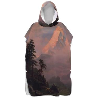 Imagem de Joisal Roupão com estampa de paisagem que muda o nascer do sol para adultos, poncho de surfe, poncho vestível, masculino, feminino, com capuz, toalha de banho com capuz de praia