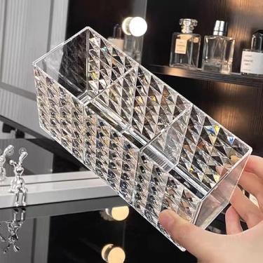 Imagem de Porta Pincel 3 Divisorias Diamante Organizador De Mesa Acrílico Maquiagem Batom Banheiro Quarto Escritório 16 X 6 X 7cm (2)