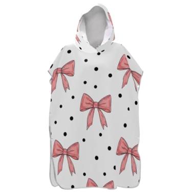 Imagem de Joisal Bonito laço rosa poncho de surfe branco para adultos trocador roupão praia moletom toalha floral absorvente homens mulheres poncho com capuz
