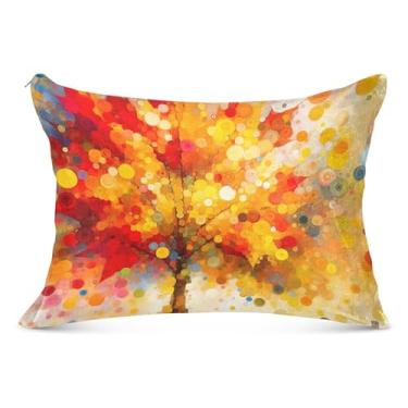 Imagem de Capas de travesseiro de flanela de bolinhas de árvore de outono com estampa de arte decorativa padrão Queen King Capas de travesseiro para cama, tamanho padrão, 51 x 66 cm