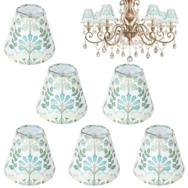 Imagem de Conjunto de 6 abajures de candelabro, mini abajures de barril com clipe para substituição de lâmpada de parede, abajur pequeno de linho natural, 7,6 x 13 x 15 cm (altura superior inferior)