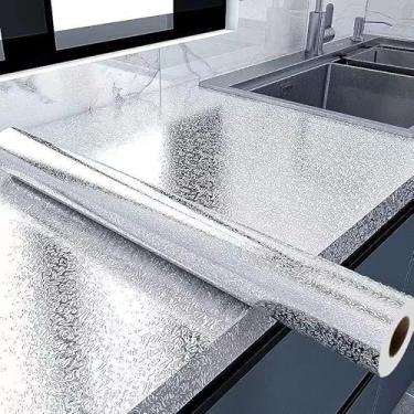 Imagem de Papel De Parede Adesivo De AlumíNio Para Cozinha – à Prova De áGua E Resistente A óLeos, Adequado Para ArmáRios E Paredes(Prateado70/,15M*60CM)