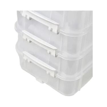Imagem de Caixa De Armazenamento Plástica Transparente Empilhável Com Divisórias