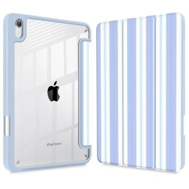 Imagem de Mektron Capa impressa para iPad mini 7 (A17 Pro) 2024/Mini 6 2021, iPad mini 7ª/6ª geração, capa de tela retina líquida de 8,3 polegadas, suporte para lápis embutido com capa traseira transparente