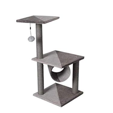 Imagem de U5GAAALPPQ9 Gato Clim e Sisal Madeira Maciça Gato Árvore Arranhadora Casa Grande Gatos Pequenos