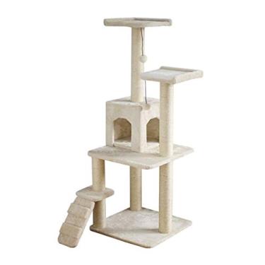 Imagem de U5GAAALPPQ9 -Cat Clim Tree Condomínio de árvore de gato com vários níveis, móveis de torre para gatos com postes para arranhar, plataformas de pelúcia, bolas penduradas, casa de brincar para gatinhos