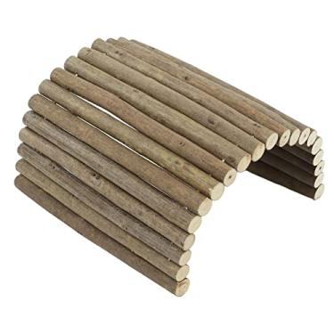 Imagem de Naroote Brinquedo Dobrável Natural Seguro do Túnel do Hamster de Madeira para o Rato da Cobaia, Promove o Exercício para a Escalada Pequena Animal de Estimação-feito Material Arbusto (20 * 40CM)