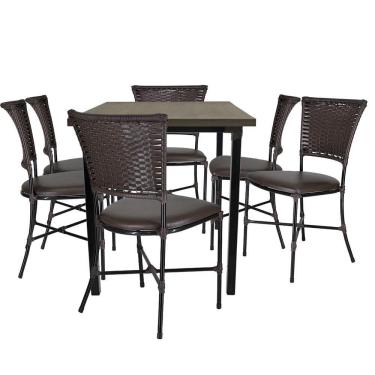 Imagem de Mesa De Seis Cadeiras Gramado Tabaco Jogo De Jardim