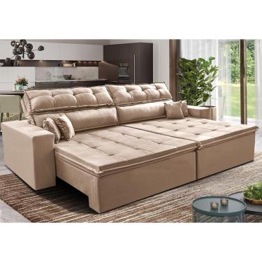 Imagem de Sofá Retrátil E Reclinável 1,82m Luxos Cama Inbox Velusoft Bege