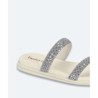 Imagem de Rasteirinha Feminina Strass Beira Rio Preto-41054, 38, Prateado, Bege