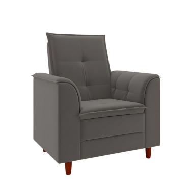 Imagem de Poltrona Decorativa Estofada Confortável Sala Miley Suede Cinza