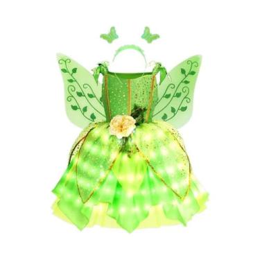 Imagem de Vestido Infantil Com Luzes LED, Roxo E Verde, Fantasia De Cosplay Para