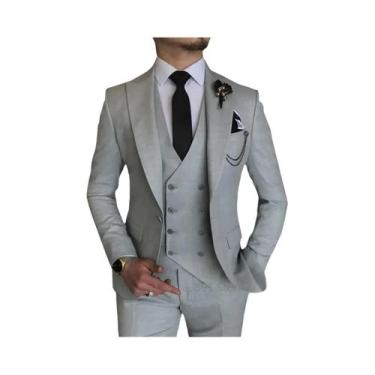 Imagem de Ternos Slim Fit De 3 Peças Para Casamento Masculino: Blazer, Colete E 