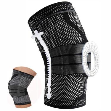 Imagem de Joelheira Compressão Pad Silicone Aço flexível Estabilidade Cross Vôlei Treinos Ortopédica Futebol-Unissex