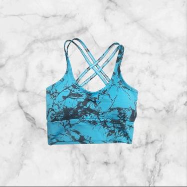 Imagem de Top Degrade Feminino Fitness Academia - bella fitness, Azul bb marmori