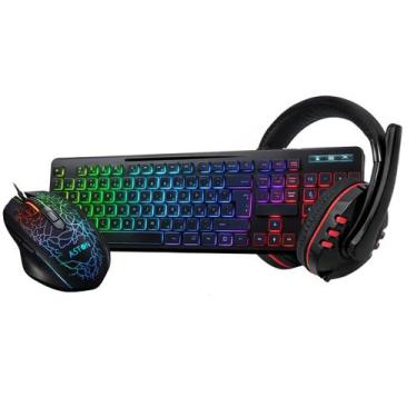 Imagem de Combo Gamer Teclado E Mouse Led Fone De Ouvido Headset Com Fio - Inova