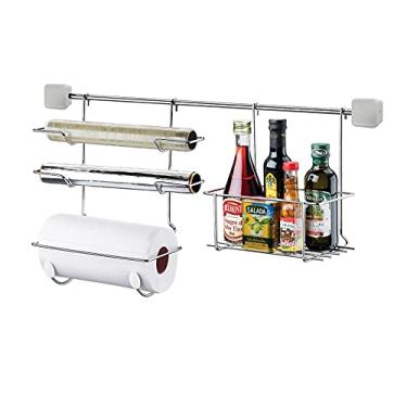 Imagem de Suporte de Parede para Rolos de Papel Toalha, PVC, Papel Alumínio e Porta Temperos CR484 Utimil