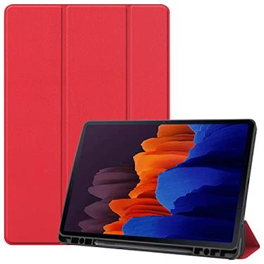 Imagem de Tampas de tablet Para SumSung Galaxy Tab S7 Plus 12.4"2020 (SM-T970 / T975) Tampa do caso da tabuleta, macia Tpu. Capa de proteção com auto vigília/sono Capa protetora da capa (Color : Red)