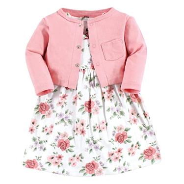 Imagem de Hudson Baby Conjunto de vestido e cardigã de algodão para bebês meninas, Floral vintage, 9-12 Meses