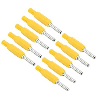 Imagem de Plugue de banana macho de 4mm, plugue de banana profissional tipo moldagem por injeção de fácil montagem latão + PE, para acessórios de segurança Amarelo