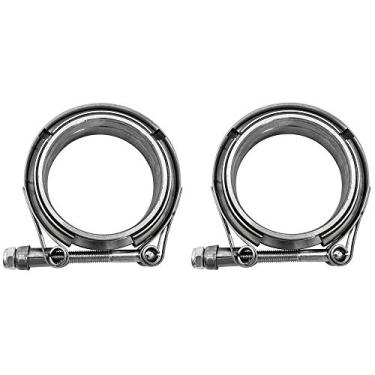 Imagem de Braçadeira de parafuso em V de aço inoxidável de 7,6 cm com 2 peças de flange macho fêmea para tubos de escape turbo