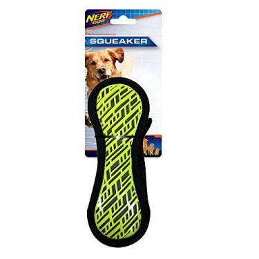 Imagem de Nerf Dog Brinquedo para cães Force Grip com barbell interativo, leve, durável e resistente à água, 20 cm, para raças médias/grandes, unidade única, verde/cinza
