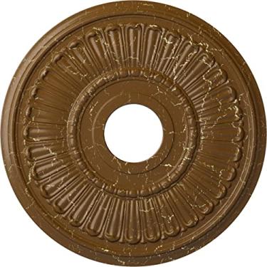 Imagem de Medalhão de teto Ekena Millwork CM16MLACS Melonie, cobre antigo, 16"OD x 3 5/8"ID x 3/4"P (Fits Canopies up to 6 3/8"), Hand-Painted Smokey Topaz Crackle