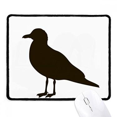 Imagem de Mousepad preto de gaivota, desenho de animal, borda costurada, tapete de borracha para jogos
