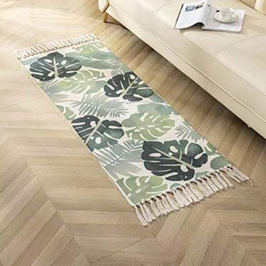 Imagem de jia cool, Tapete de área de algodão, tapete de tecido lavável com borlas, tapete geométrico boêmio para cozinha, sala de estar, quarto, banheiro, lavanderia, 60 x 150 cm