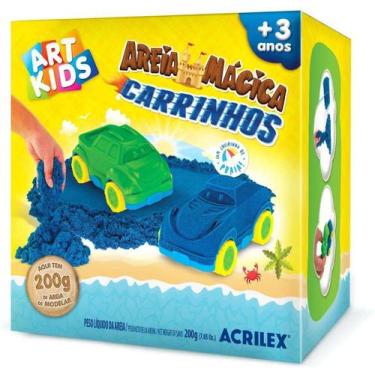 Imagem de Brinquedo Kit Areia Mágica Carrinhos 200G Inclui 2 Moldes - Acrilex