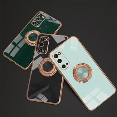 Imagem de Car Magnetic Adsorption 6D Plating Silicone TPU Case With Ring For Samsung Galaxy A22 A32 A52 A52s A72 A82 Quantum 2 Back Stand Bumper Shell Cover Potector (A52 / A52s 5G,Gray)