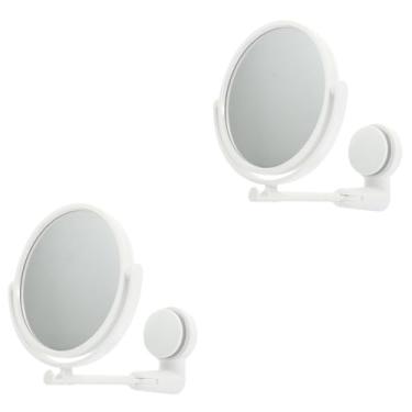 Imagem de Amosfun 2 Peças Espelho De Parede Espelho De Maquiagem Montado Na Parede Espelho De Banheiro Espelho De Lado Único Espelho De Vidro Espelho Rotativo Cosmético Dupla Face Com Luzes Espelho