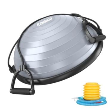 Imagem de Meia Bola Suiça Equilíbrio Balance Dome Ball para Pilates Yoga com Extensores e Inflador (Cinza)