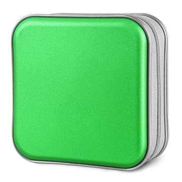 Imagem de Siveit Estojo de CD/DVD com capacidade 40 compartimentos portáteis com zíper para CD carteira de plástico rígido DVDs organizador de fichário para carro em casa escritório viagem (capacidade 40, verde)